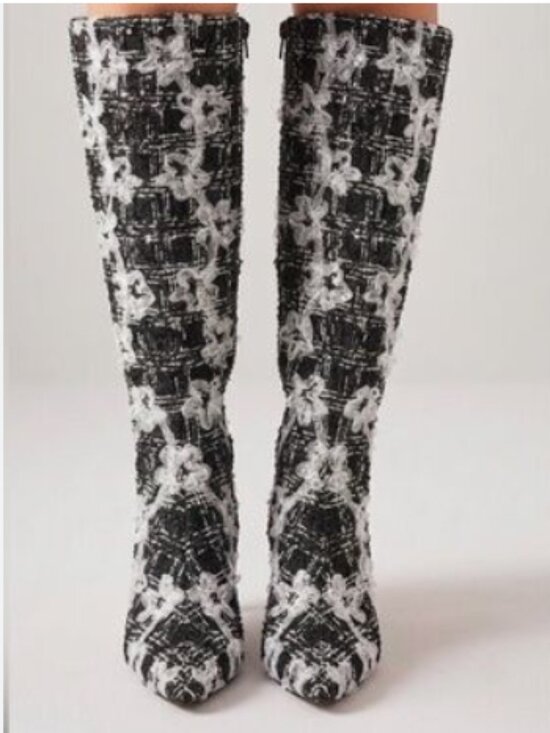 Betsey Johnson Shoes - new BETSEY JOHNSON Maxxine Floral Sequin Embellished Knee Boots 268 6M3